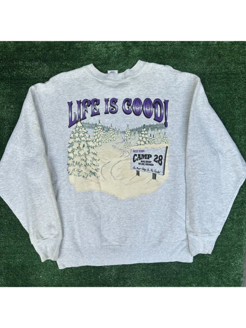 Vintage 90s Wisconsin Snowmobile Sweatshirt Gray L Gorpcore Outdoor Motorsport - Picture 4 of 8